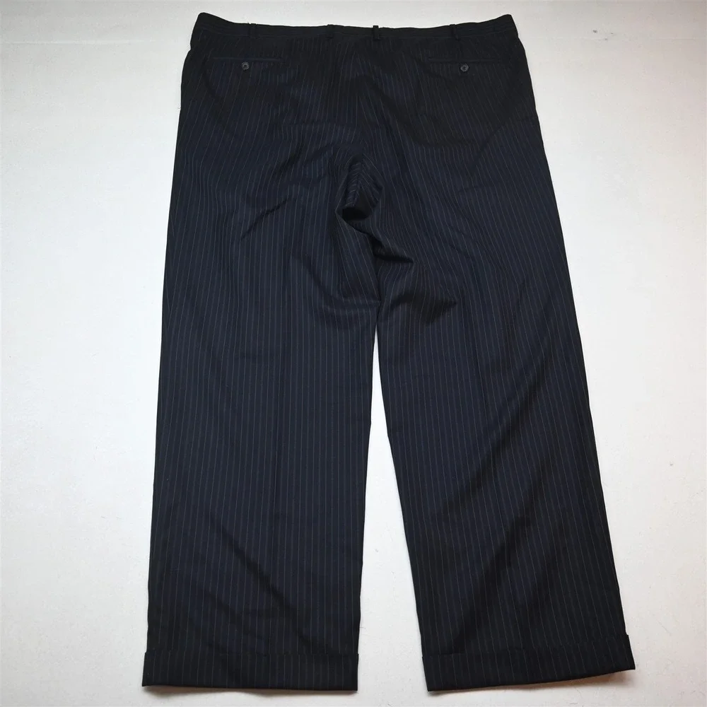 Coppley 52L 48x34 Navy Blue Wool Cashmere Striped Mens Jacket Pants Suit